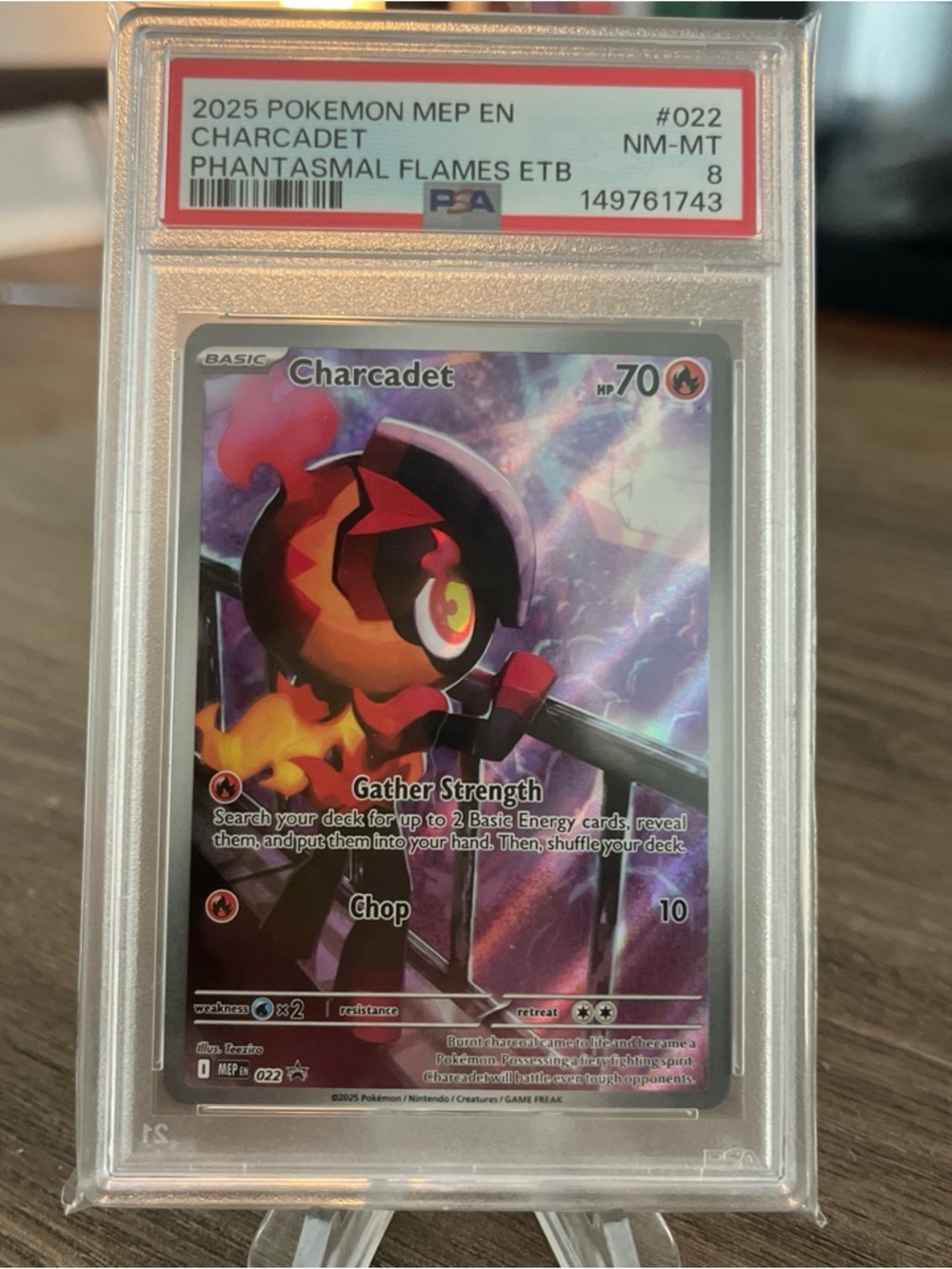 Pokemon Charcadet Holographic Trading Card - Red, Orange, Purple, Black